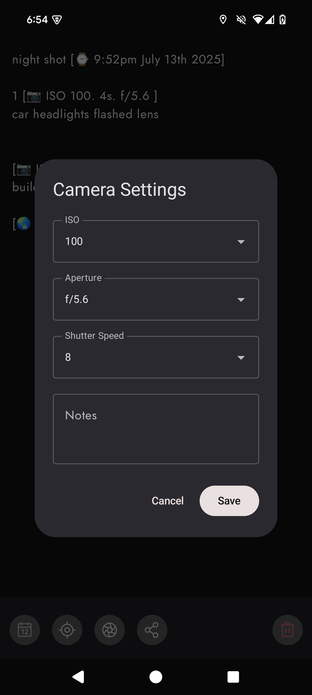 Notes Screen